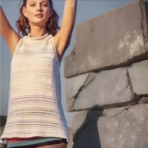 DOLAN ANTHROPOLOGIE Sweater Womens Small Ivory Cotton Linen Textured Tank Tunic